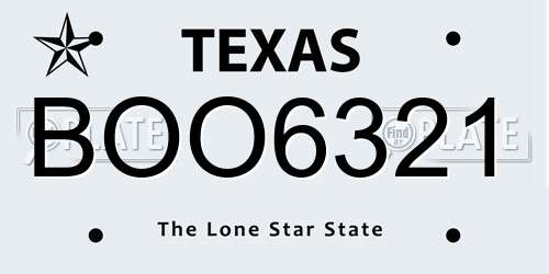 BOO6321 Texas License Plate