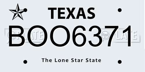 BOO6371 Texas License Plate