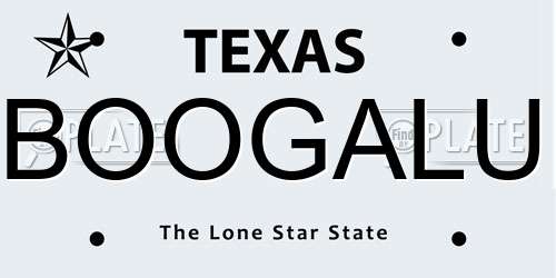BOOGALU Texas License Plate