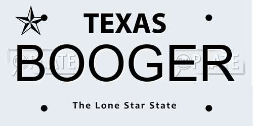 BOOGER Texas License Plate