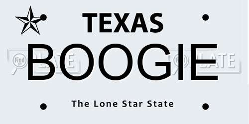 BOOGIE Texas License Plate