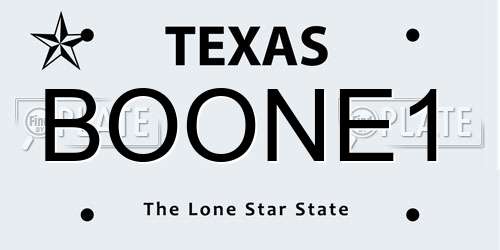 BOONE1 Texas License Plate