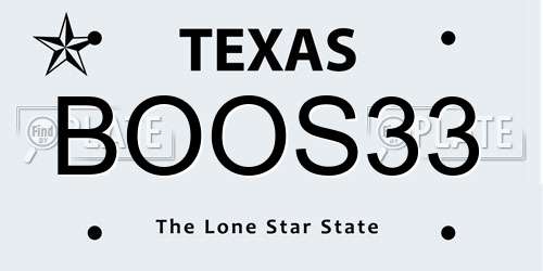 BOOS33 Texas License Plate