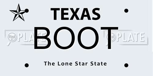 BOOT Texas License Plate