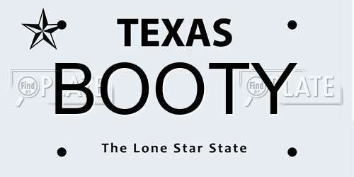 BOOTY Texas License Plate