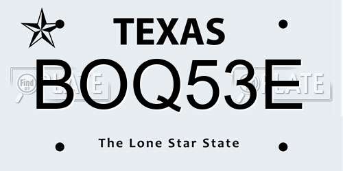 BOQ53E Texas License Plate