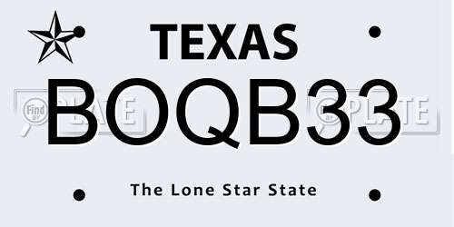 BOQB33 Texas License Plate