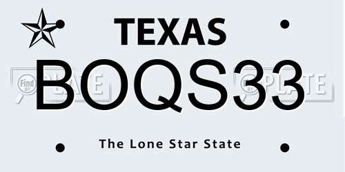 BOQS33 Texas License Plate