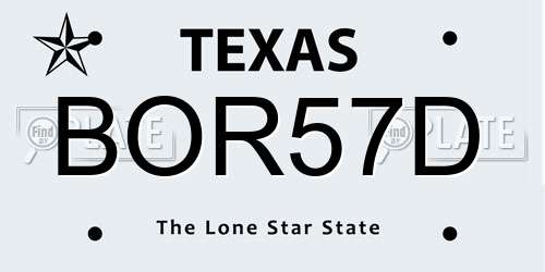 BOR57D Texas License Plate