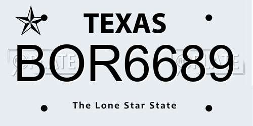 BOR6689 Texas License Plate