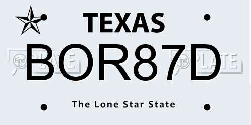 BOR87D Texas License Plate