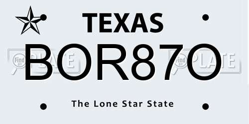 BOR87O Texas License Plate