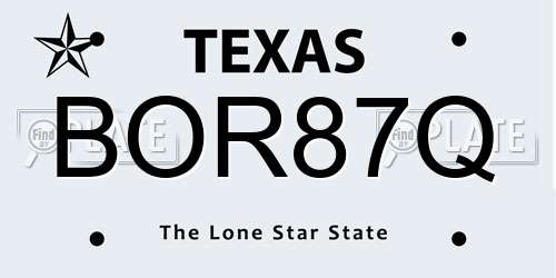BOR87Q Texas License Plate
