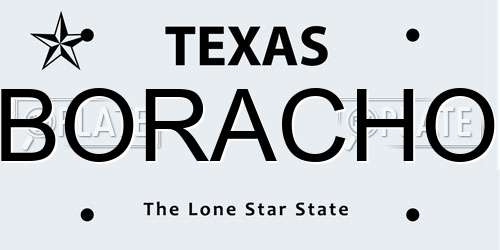 BORACHO Texas License Plate