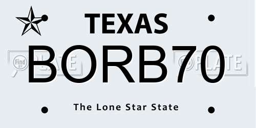 BORB70 Texas License Plate