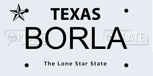 BORLA Texas License Plate