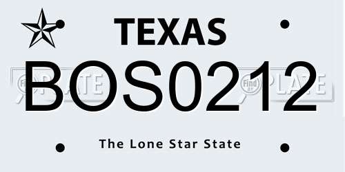 BOS0212 Texas License Plate