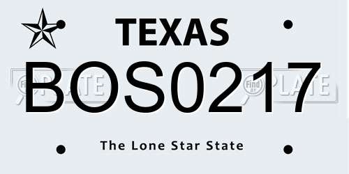 BOS0217 Texas License Plate