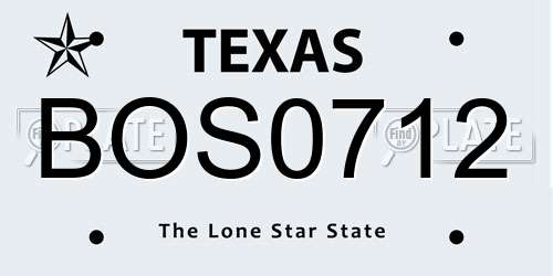 BOS0712 Texas License Plate