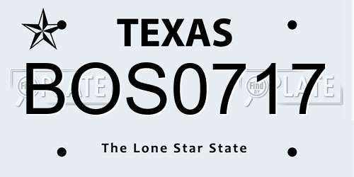 BOS0717 Texas License Plate