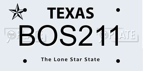 BOS211 Texas License Plate