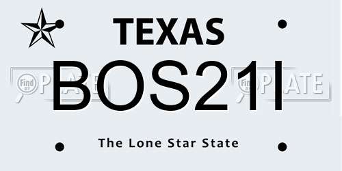 BOS21I Texas License Plate