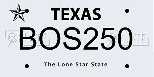 BOS250 Texas License Plate
