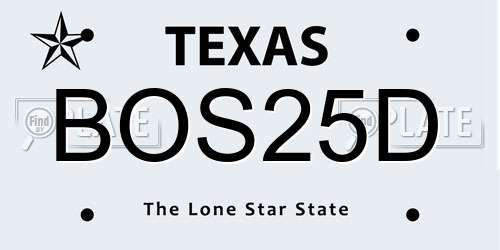 BOS25D Texas License Plate