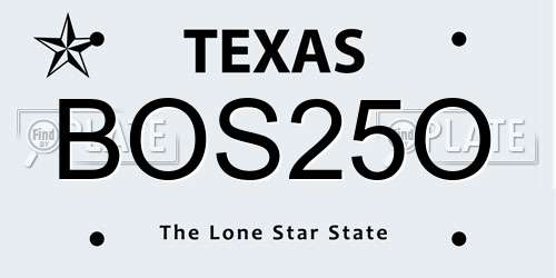 BOS25O Texas License Plate