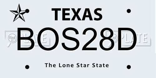 BOS28D Texas License Plate
