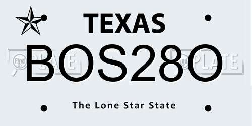 BOS28O Texas License Plate