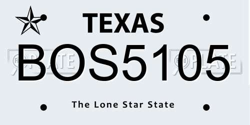 BOS5105 Texas License Plate
