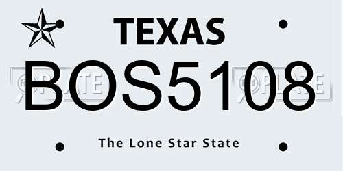 BOS5108 Texas License Plate