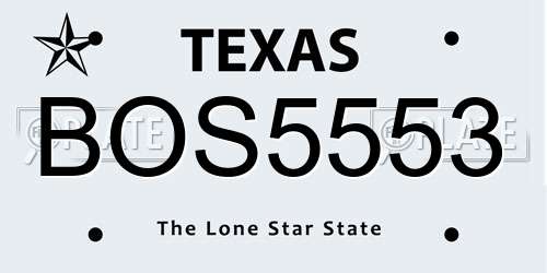 BOS5553 Texas License Plate
