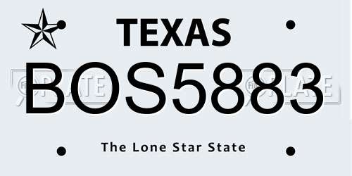 BOS5883 Texas License Plate