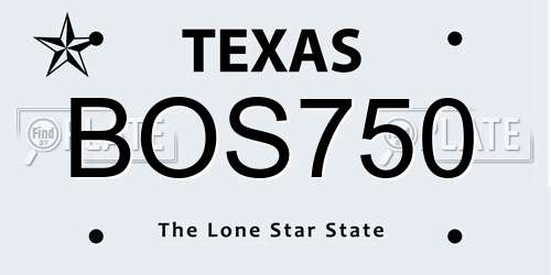 BOS750 Texas License Plate