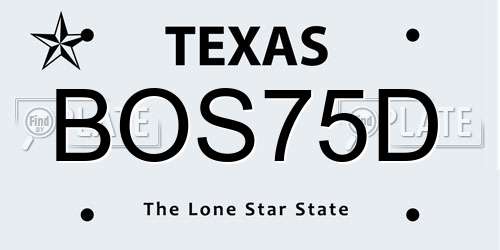 BOS75D Texas License Plate