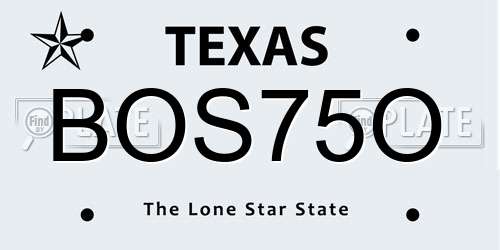 BOS75O Texas License Plate