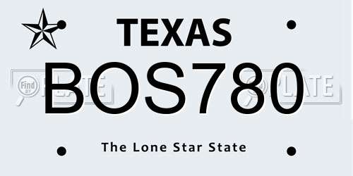 BOS780 Texas License Plate
