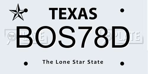 BOS78D Texas License Plate