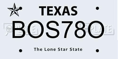 BOS78O Texas License Plate