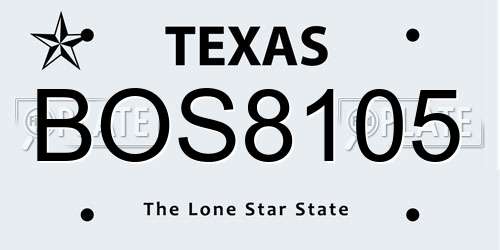 BOS8105 Texas License Plate