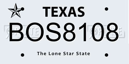 BOS8108 Texas License Plate