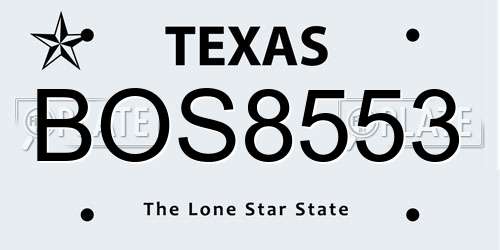 BOS8553 Texas License Plate