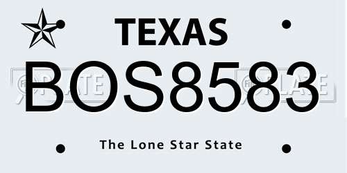 BOS8583 Texas License Plate