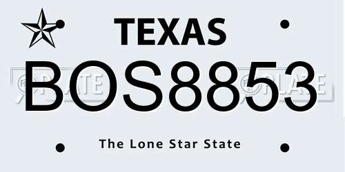 BOS8853 Texas License Plate