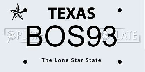 BOS93 Texas License Plate
