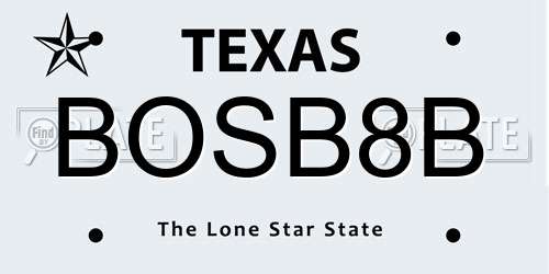 BOSB8B Texas License Plate