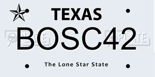 BOSC42 Texas License Plate