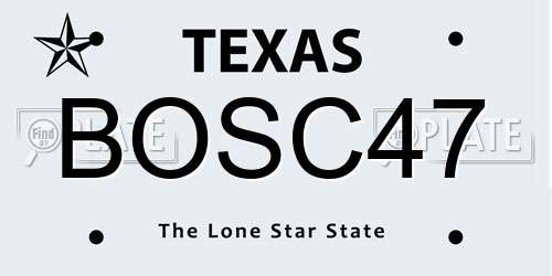 BOSC47 Texas License Plate